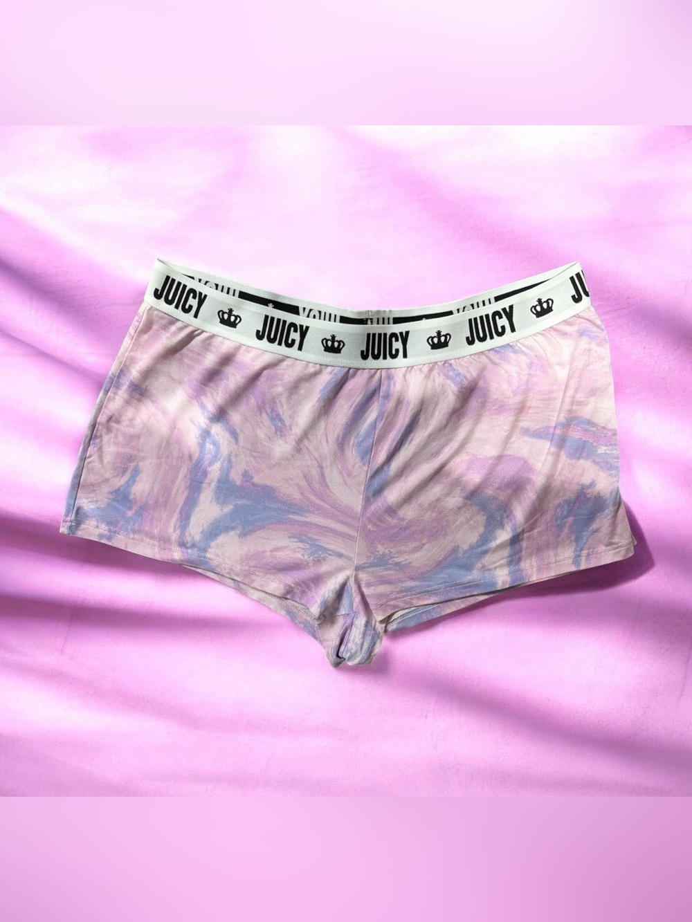Juicy Couture Lilac Swirl Logo Waistband Pajama Sleep Shorts XL